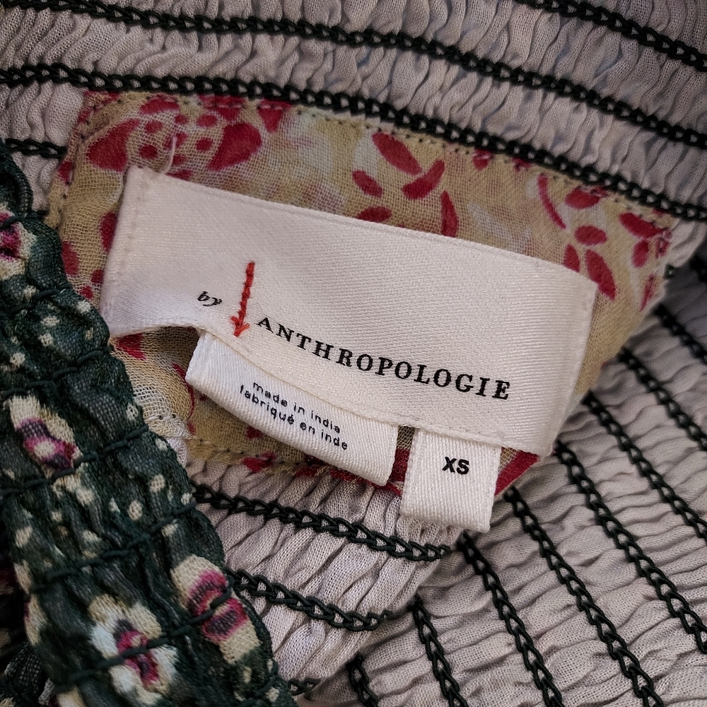 Anthropologie Riannon Print Long Sleeve Smocked Dress Size XS - Picture 10 of 12